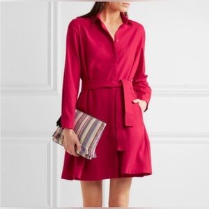NWOT Maje Rivoise Fushia Belted Long Sleeve Dress